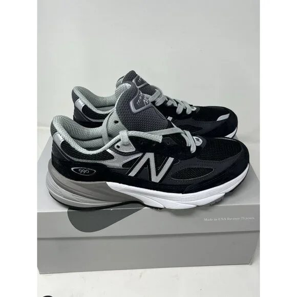 New Balance 990v6 990 Made in USA SZ 6.5 Womens Black White Silver w990BK6 Shoes - Picture 6 of 13